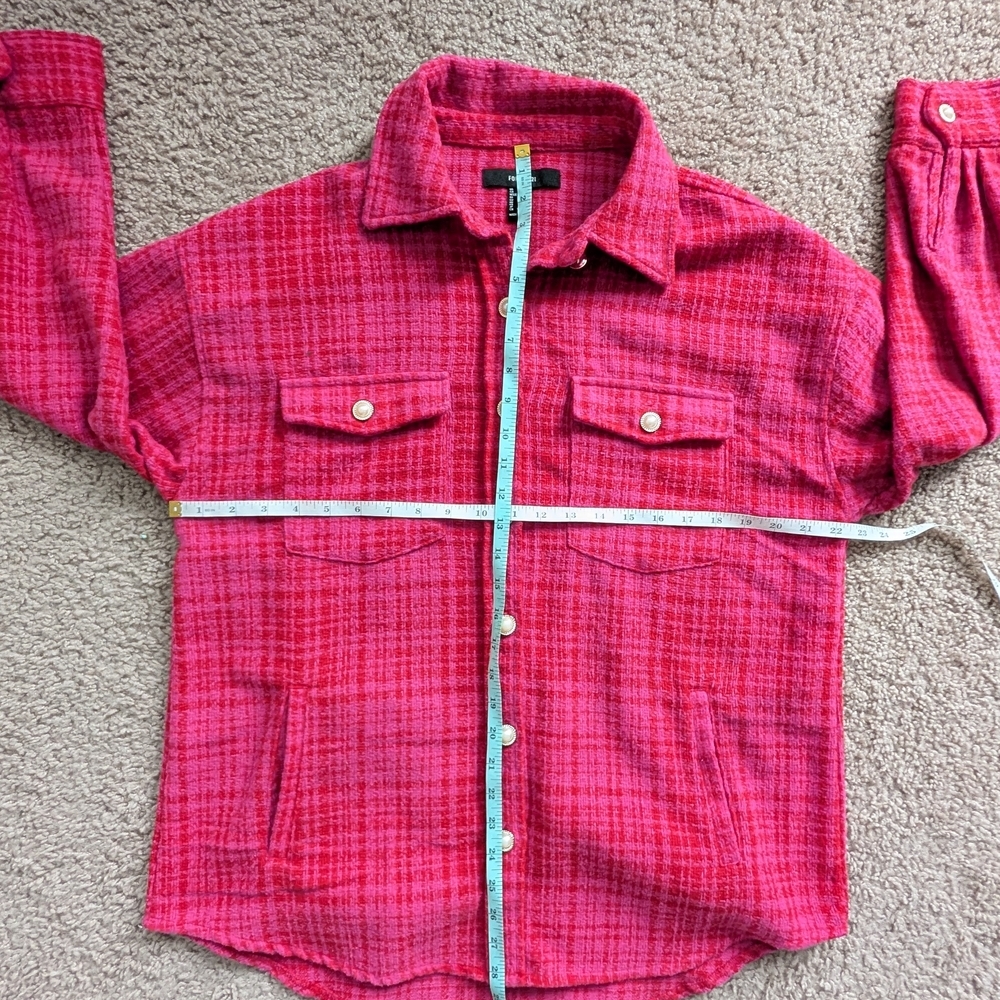 Forever 21 Vibrant Pink Plaid Oversized Faux Pearl Diamond Blazer Jacket Medium - Picture 12 of 13
